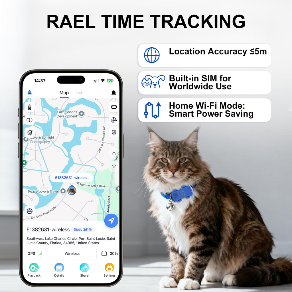 Pet GPS Tracker for Dogs & Cats |Real-Time Location | Subscription Required