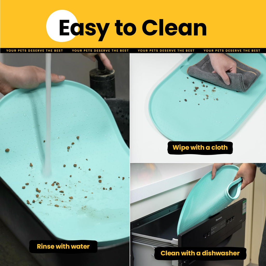 Conlun Dog Food Mat,Raised Edges Pet Food Mats for Spill Containment,BPA-Free Silicone Cat Dog Feeding Mat for Floor Waterproof,Rubber Pet Placemats for Food and Water Bowls 1/2 Inch