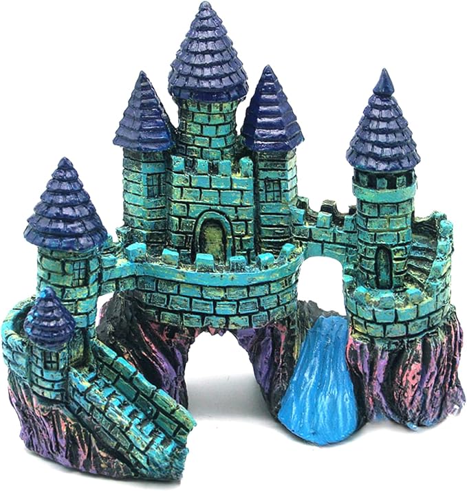 HoneTeek Fish Tank Decorations Vintage Castle Aquarium Decorations Resin Cave Hideouts Large for for Betta Fish Freshwater and Saltwater Fishtanks, Fish Tank Accessories