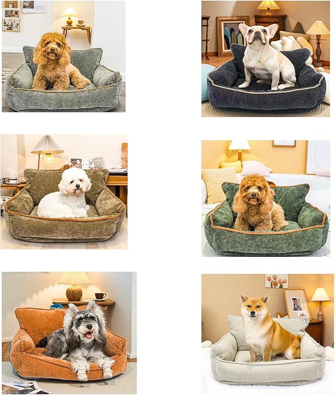 Orthopedic Dog Bed with Memory Foam, Washable Plush Pet Bed for Small, Medium & Large Dogs, Cozy Bolster Crate Dog Bed for Joint Support & Comfort.(Orange)