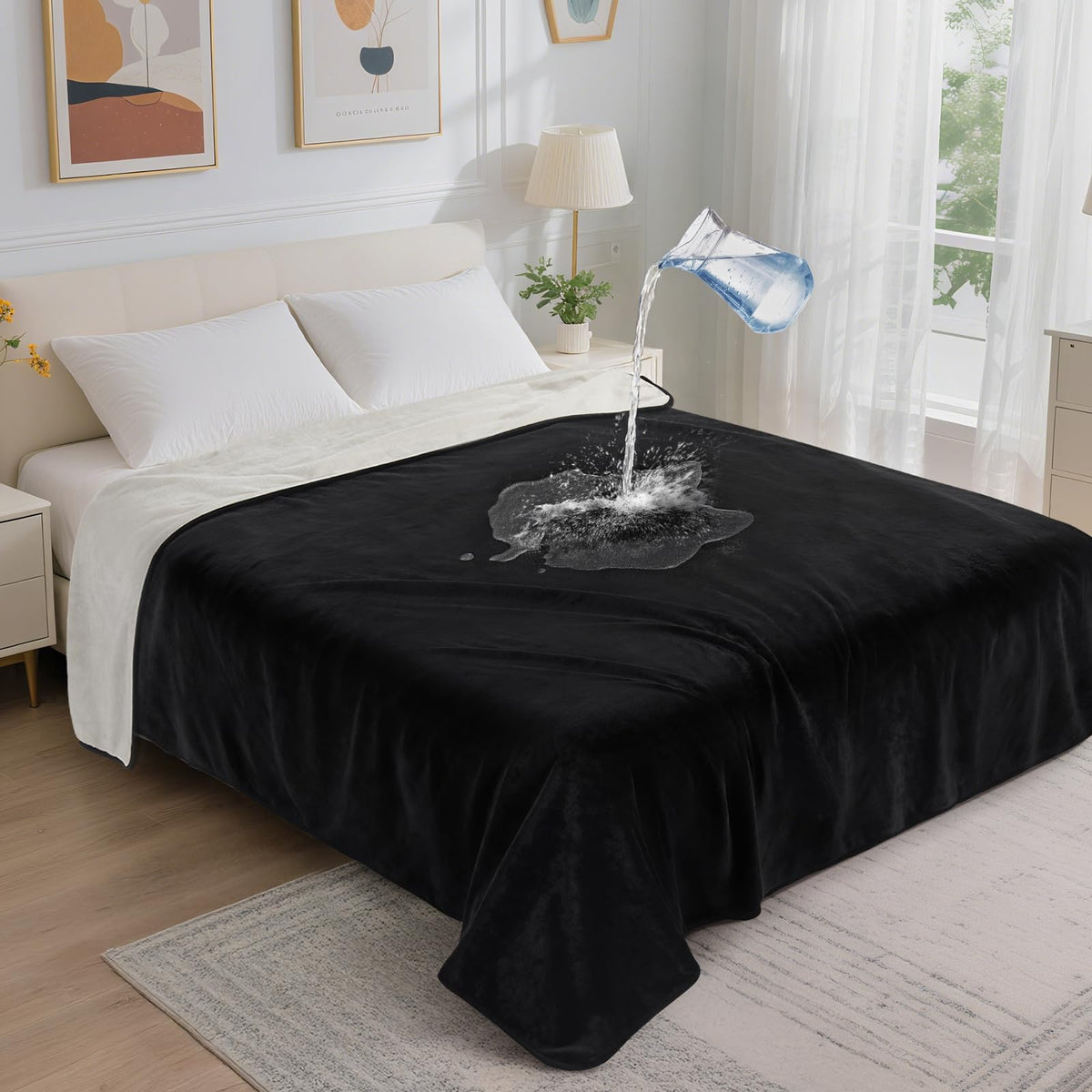 LOOBANI Waterproof Blanket for Bed, Soft Flannel Twin Bed Blanket 60" x 80"