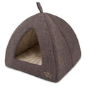 Best Pet Supplies Cat Bed for Indoor Cat, Domed Tent House with Removable Pillow, Covered Cat Cave for Small Dog, Puppies and All Breeds of Cats - Gray, 17 x 15 x H:14"