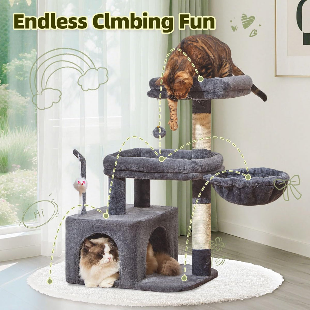 Taoqimiao 32.2in Cat Tree with Toy, Small Cat Tower for Indoor Cats, MS043G
