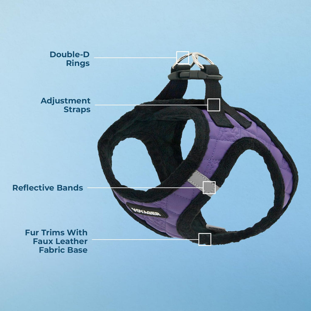 Voyager Step-in Plush Dog Vest Harness -Purple Faux Leather, Medium