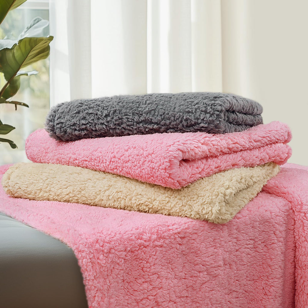 Luciphia Waterproof Pet Blanket for Medium Large Dogs Soft Cat Sherpa Calming Thick Cover Leakproof Cozy Puppy Sofa Bed Car Couch Protector(Pink,63x50 inches)