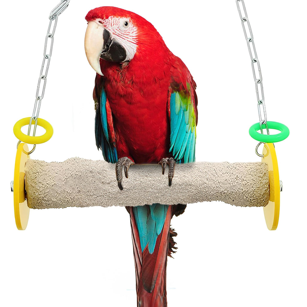 Sweet Feet and Beak Roll Bird Swing X-Large, Outdoor Pedicure Perch, Yellow