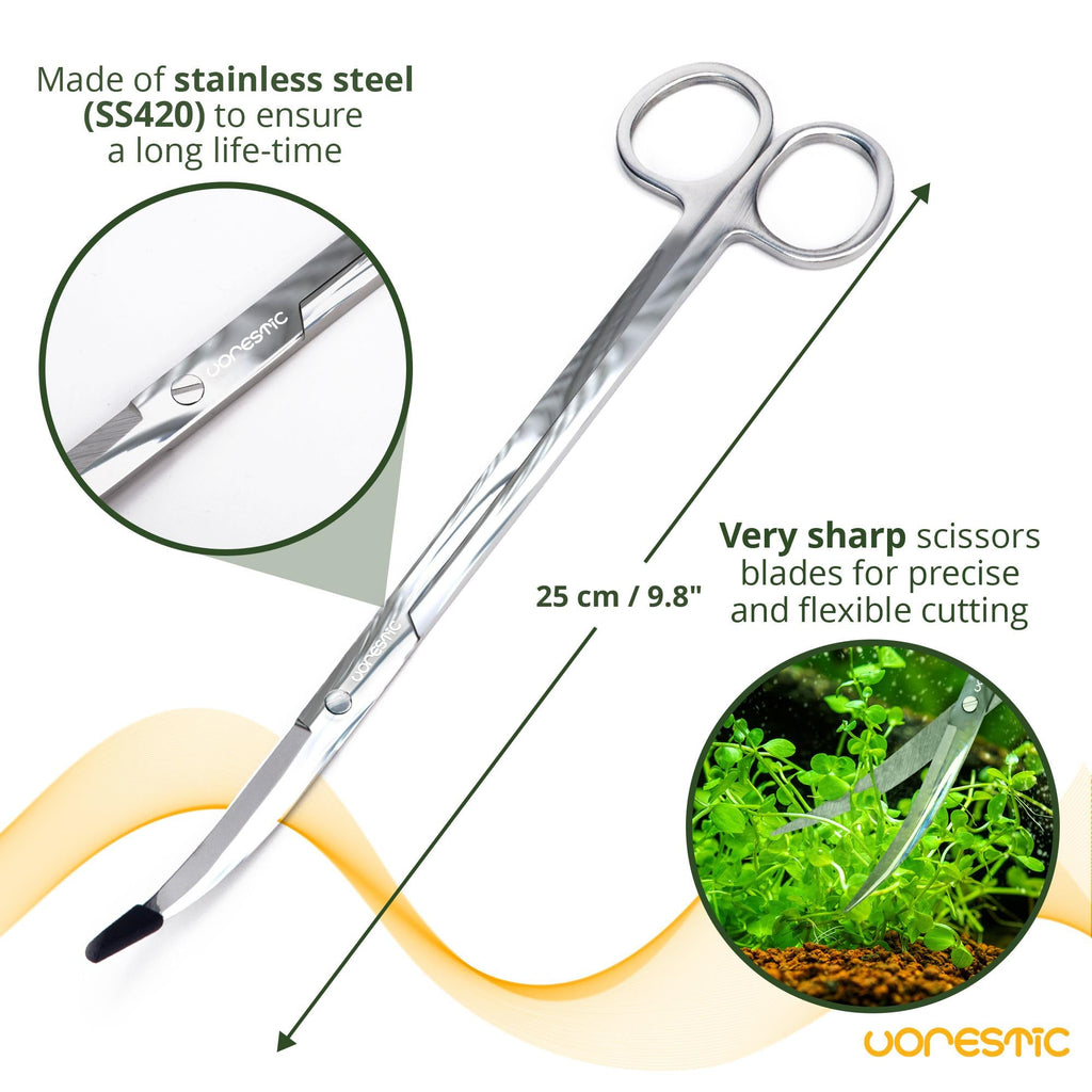 VORESTIC 4Pcs Aquascaping Tools, Stainless Steel Aquarium Tweezers, Scissors and Spatula - Aquascape Tools Set for Trimming, Maintenance