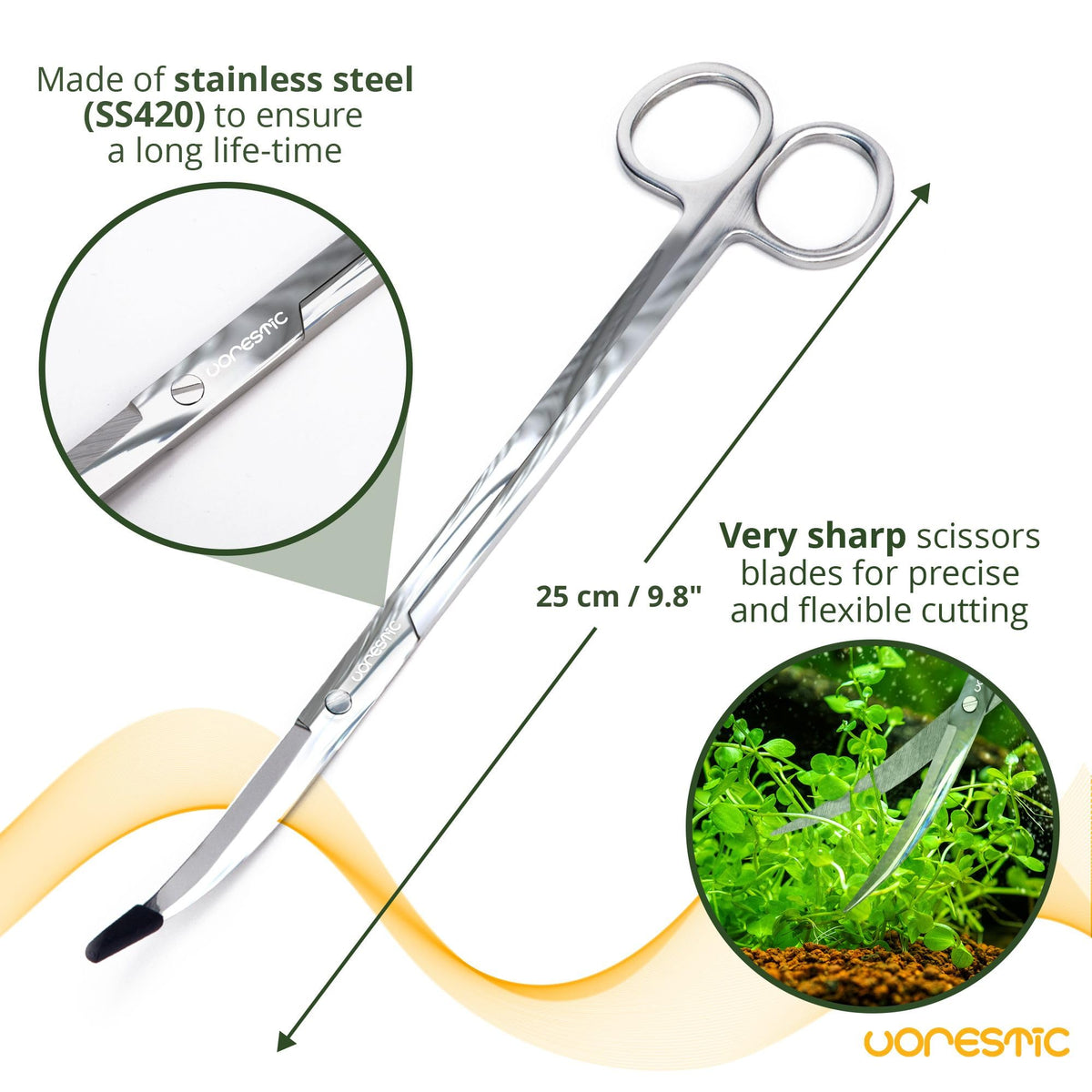 VORESTIC 4Pcs Aquascaping Tools, Stainless Steel Aquarium Tweezers, Scissors and Spatula - Aquascape Tools Set for Trimming, Maintenance