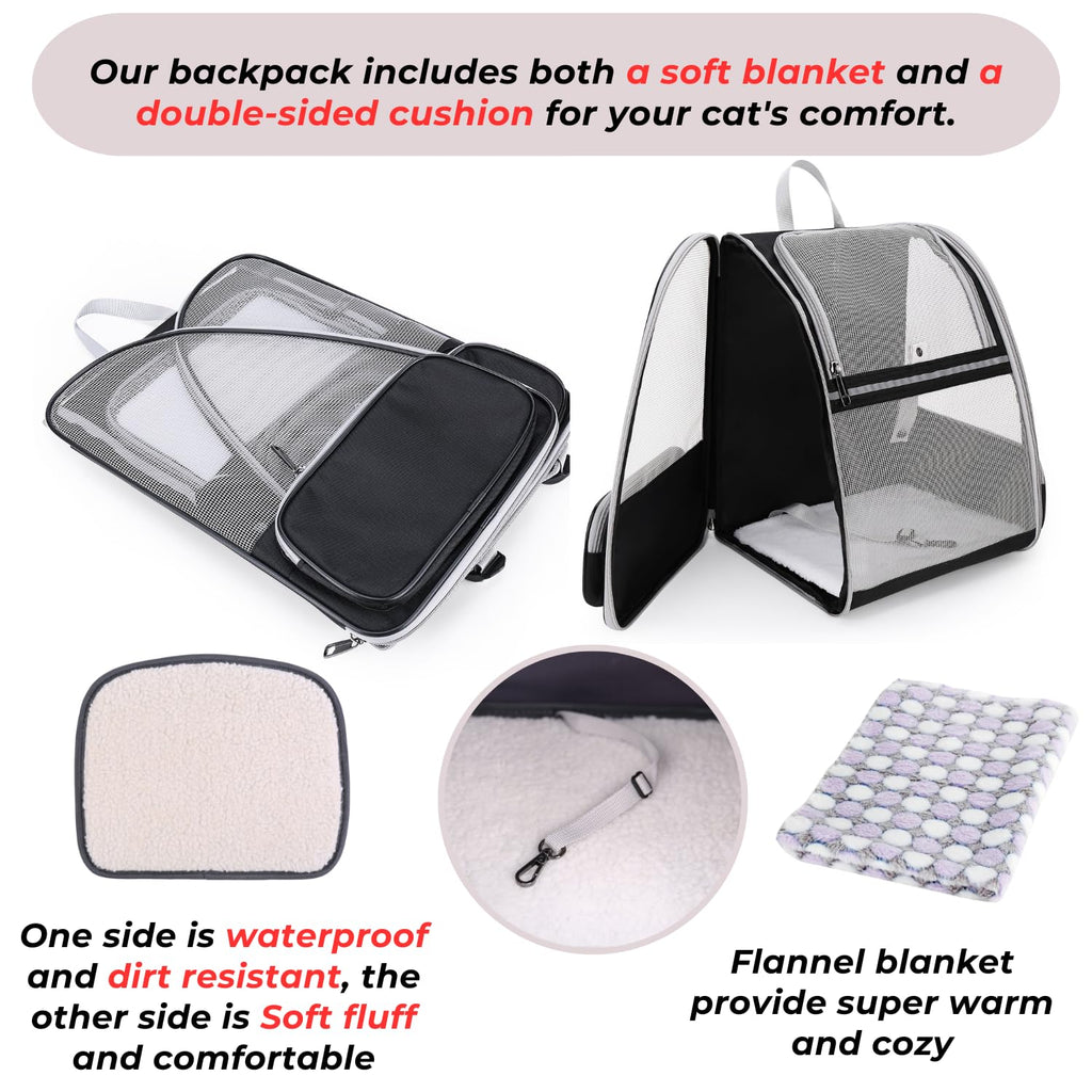 Lollimeow Cat Backpack Carrier, Ideal for Small Animals & Puppies, Airline Approved,Safe for Travel, Hiking, Vet Transport & Outdoor Use Fully Ventilated Design for Ultimate Comfort On-the-Go