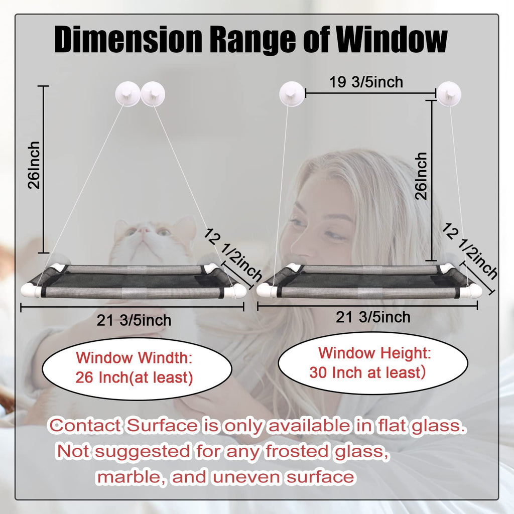 Cat Window Perch, Cat Hammock w/Fleece Blanket, Screw Suction Cups, Brown