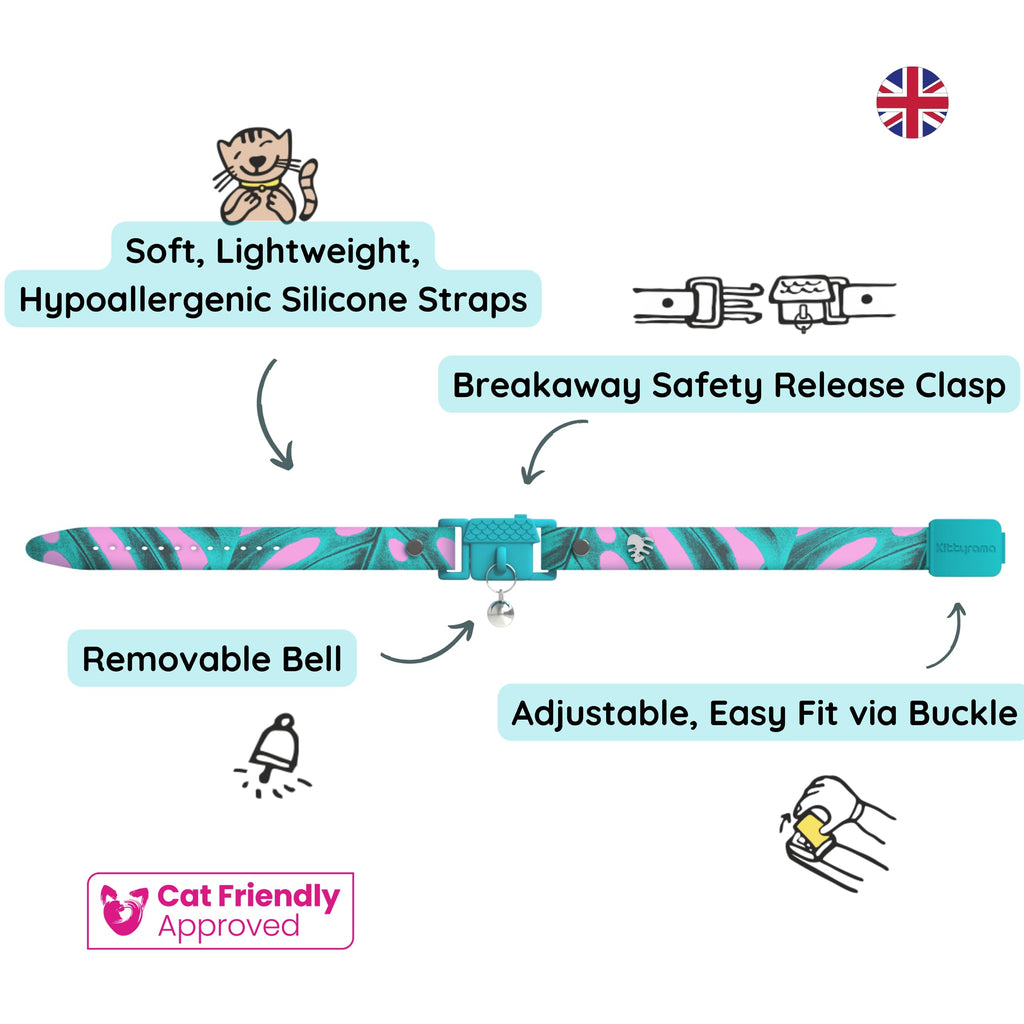 Kittyrama Botanicals Monstera Kitten Collar. Award Winning. Hypoallergenic, Quick Release Breakaway, Comfy & Soft. Vet Approved. Other Styles Available