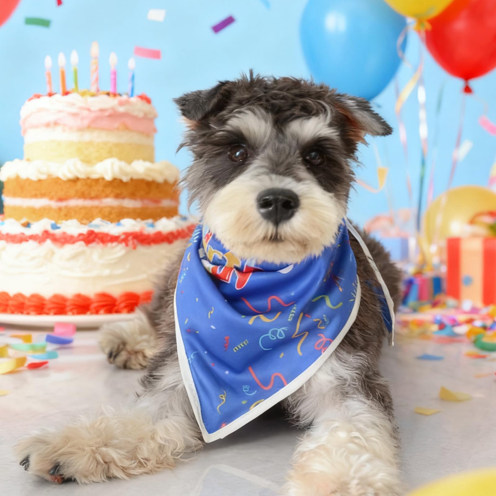 PAPIAMEN Birthday Dog Bandanas Boy,Blue Reflective Dogs Scarfs for Birthday Party Decorations Supplies for Dogs Pet Accessories,Cat Dogs Triangle Pet Scarves for Large Dogs Outfit,L