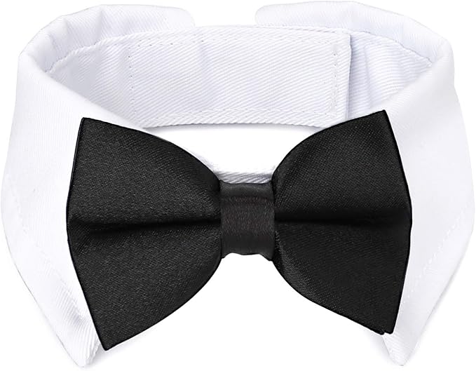 Segarty Dog Tuxedo and Bandanas Suit Formal Wedding Costume, Adjustable Pet Collar with Black Bow Tie, Detachable Dogs Shirt Bandanas Set for Extra Large Dog Prince Outfit Birthday Cosplay Attire