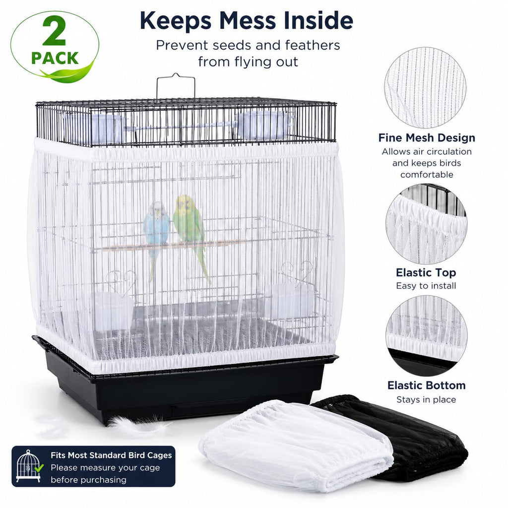 RAINFLOW 2 Pack Bird Cage Seed Catcher - Adjustable Bird Cage Skirt
