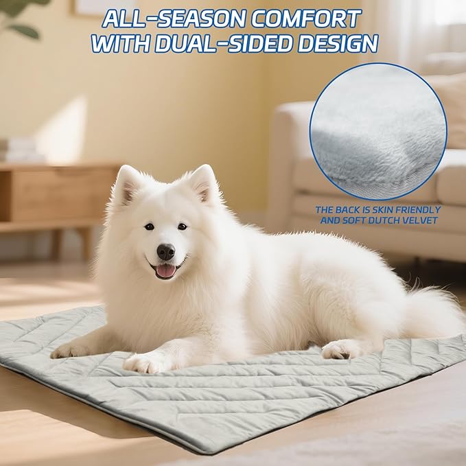 Dog Cooling Mat Self Coolings Foldable Cooling Pad for Dog in Summer Coolings Mat for Dogs and Cats Machine Washable (Rectangle,Gray, Medium-36 L x 23" W)