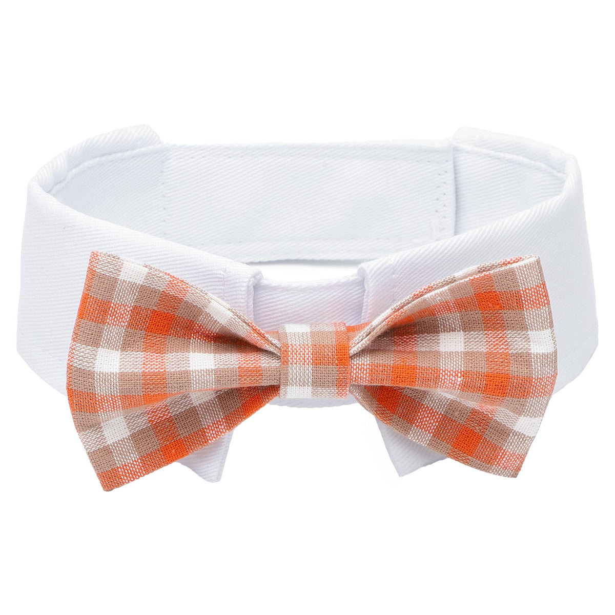 Segarty Dog Bow Tie, Adjustable Yellow Plaid Bowtie Collar for Neck Girth 10.2-12.6in, Medium Neck Tie Tuxedo Comfortable Cotton Boy Pet Grooming Accessory for Formal Wedding Holiday Birthday Party