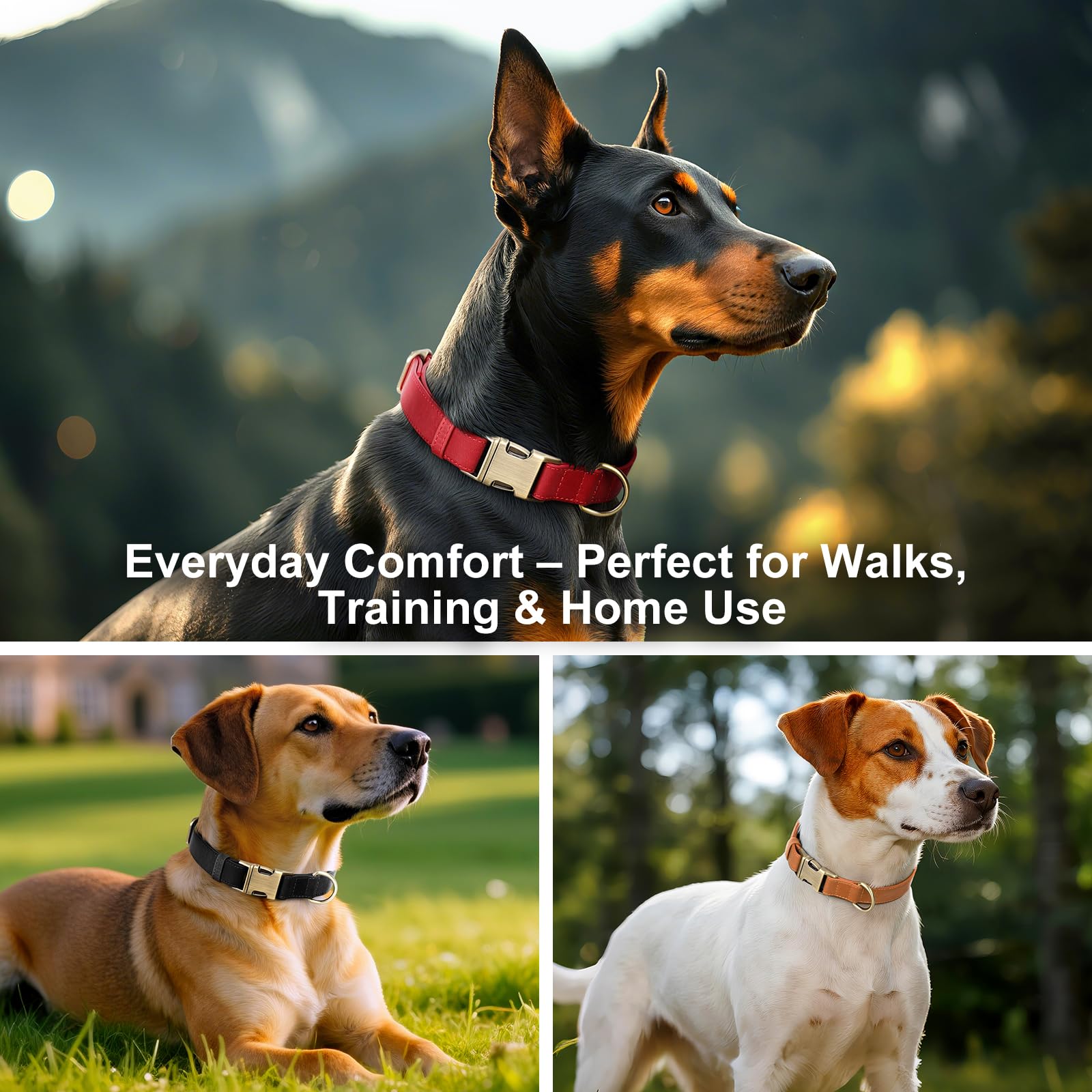 Plutus Pet Genuine Leather Dog Collar, Adjustable and Skin-Friendly