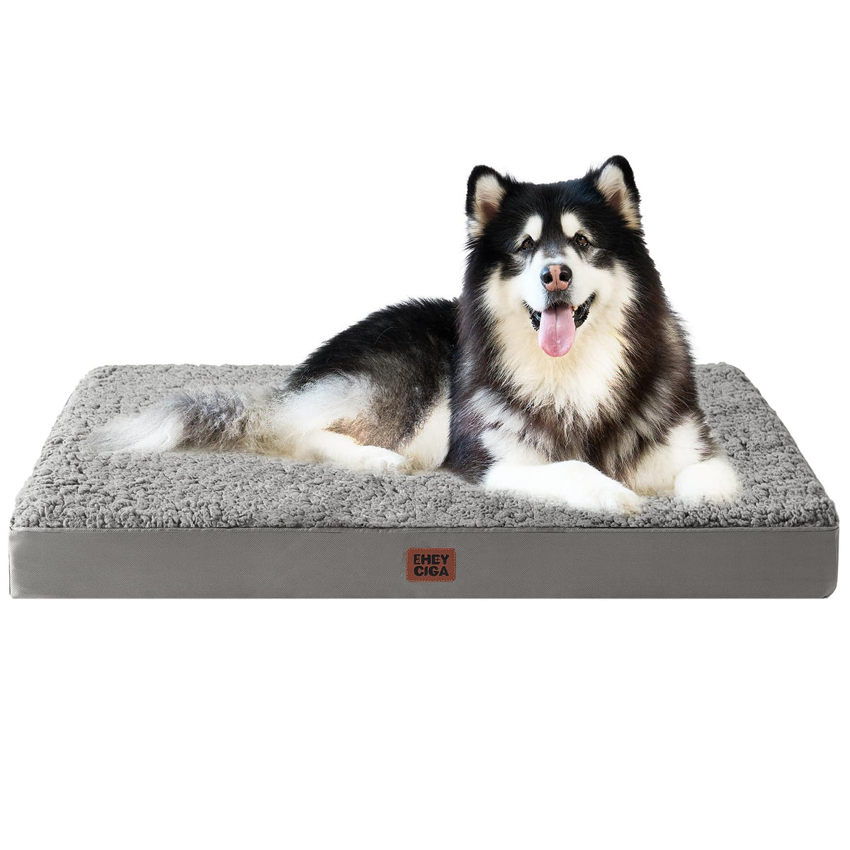 EHEYCIGA Orthopedic Dog Bed Large with Removable Washable Cover, 50IN Grey