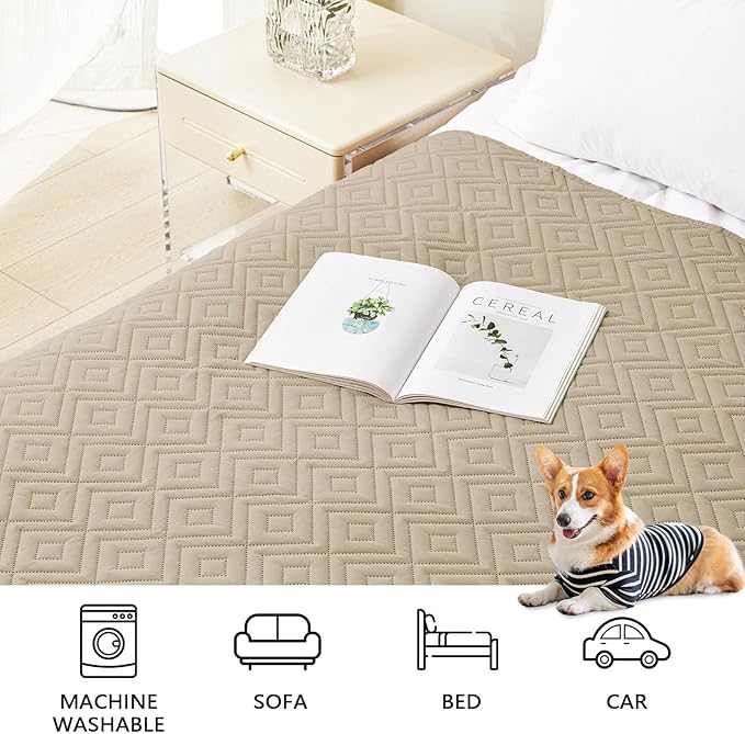 hyha Waterproof Dog Blanket, Soft Dog Bed Cover Pet Blankets, Waterproof Sofa Couch Cover for Dogs Washable, Reversible Pet Couch Covers for Sofa Furniture (82x120 Inch, Taupe/Beige)