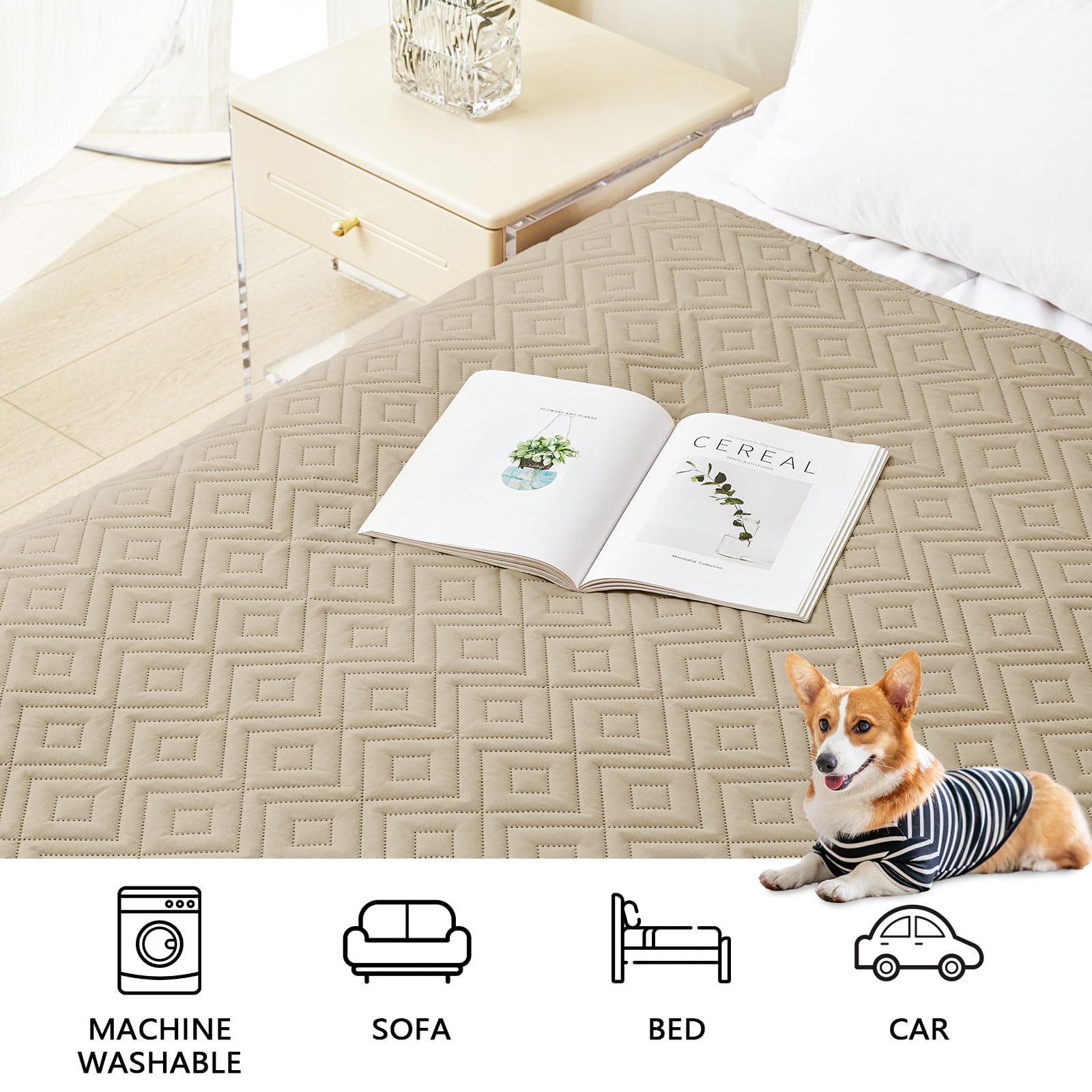 hyha Waterproof Reversible Dog Blanket, Pet Blanket for Sofa Couch