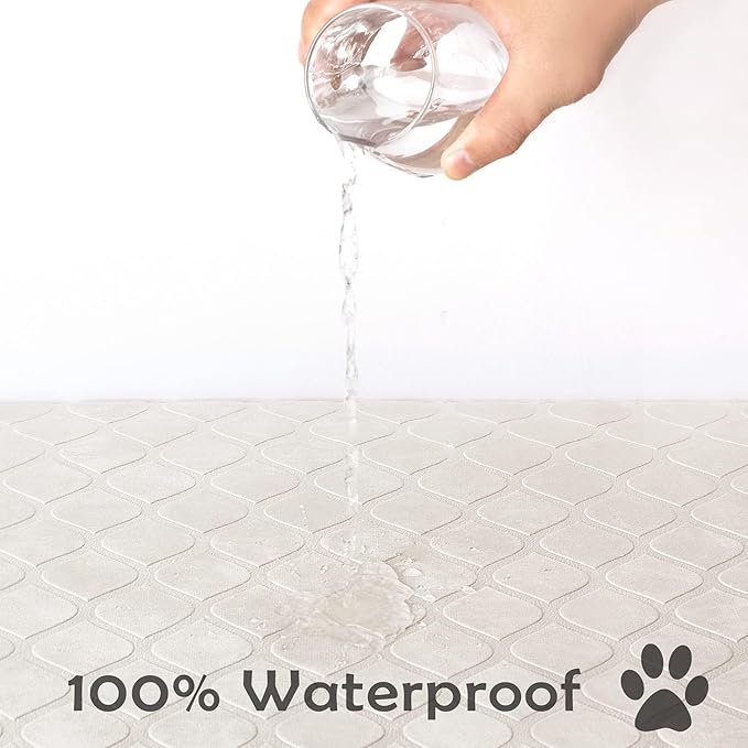 fuguitex Waterproof Dog Blanket Bed Cover Dog Crystal Velvet Moroccan Fuzzy Cozy Plush Pet Blanket Throw Blanket for Couch Sofa(30 * 70 inch, Cream+Sand)