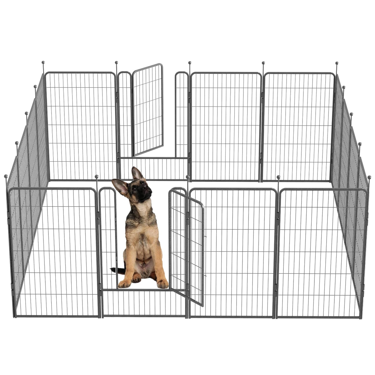 Dog Playpen,32/40/45 Inch Height in Heavy Duty, Folding Indoor Outdoor Anti-Rust Dog Exercise Fence, Portable Pet Playpen with Door for Large Medium Small Dogs and Pet (32 Panels, 45 Inch) Silver