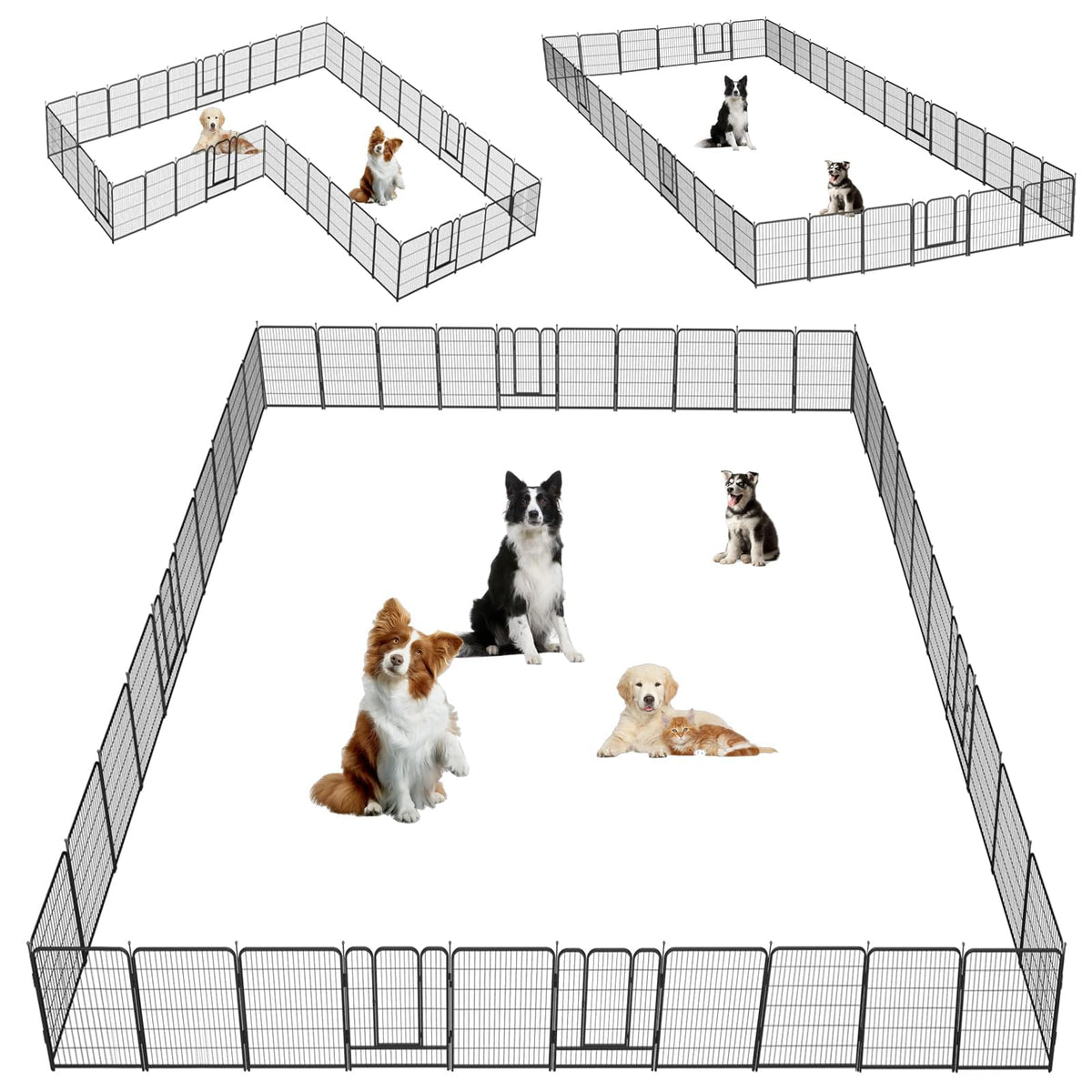Dog Playpen,32/40/45 Inch Height in Heavy Duty, Folding Indoor Outdoor Anti-Rust Dog Exercise Fence, Portable Pet Playpen with Door for Large Medium Small Dogs and Pet (32 Panels, 45 Inch) Silver