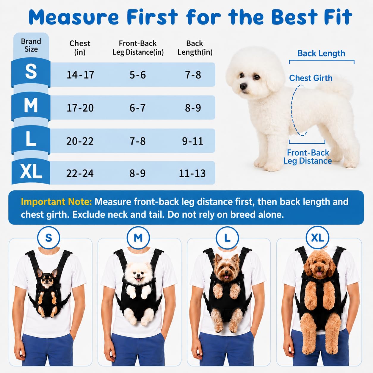 Mosago Dog Backpack Carrier, Front Chest Carrier for Small Dogs 7-11 lbs