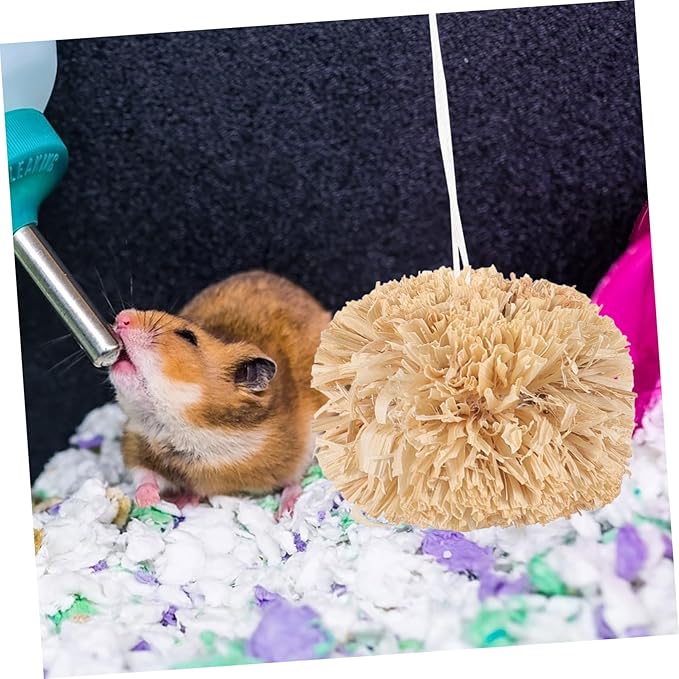 BESPORTBLE 2Pcs Small Bunny Molar Chew for Hamsters Guinea Pigs Rabbits Natural Non Edible Pet Balls to Protect Furniture and Promote Healthy Teeth for Small Animals