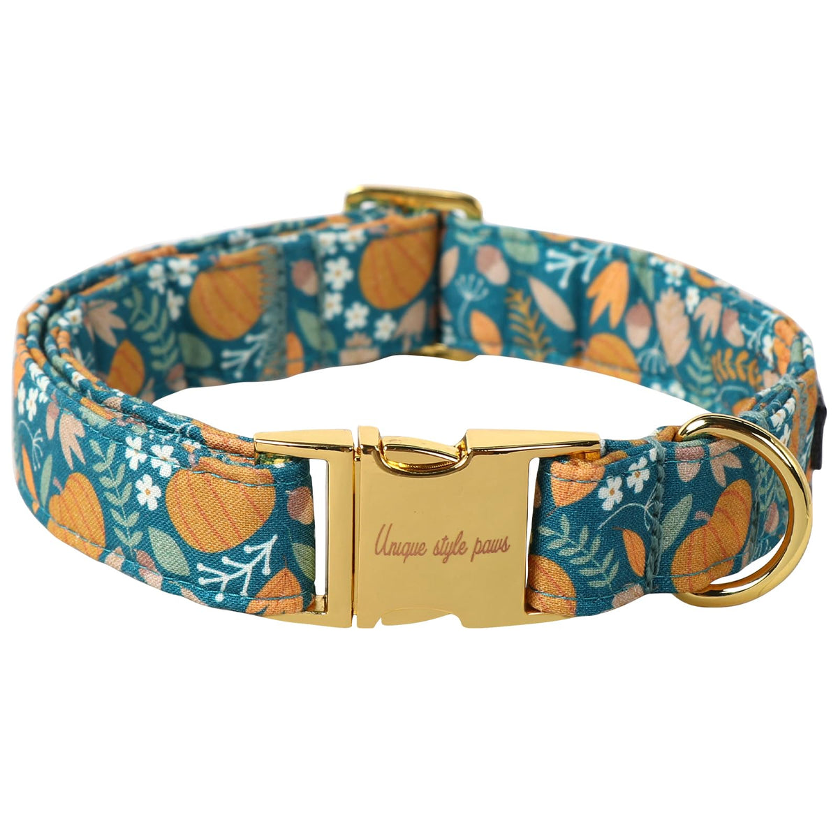 Unique style paws Dog Collar Metal Buckle Blue Striped Flower Collar Gift Durable Cute Collar for Small Medium Large Boys Girls Dogs
