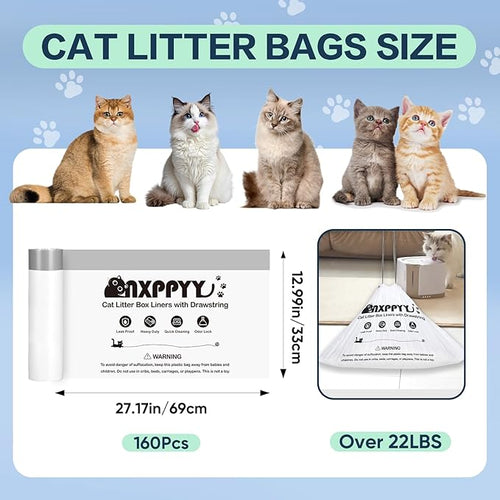 160 Count Cat Litter Box Liners for Litter Box Robot 4/5