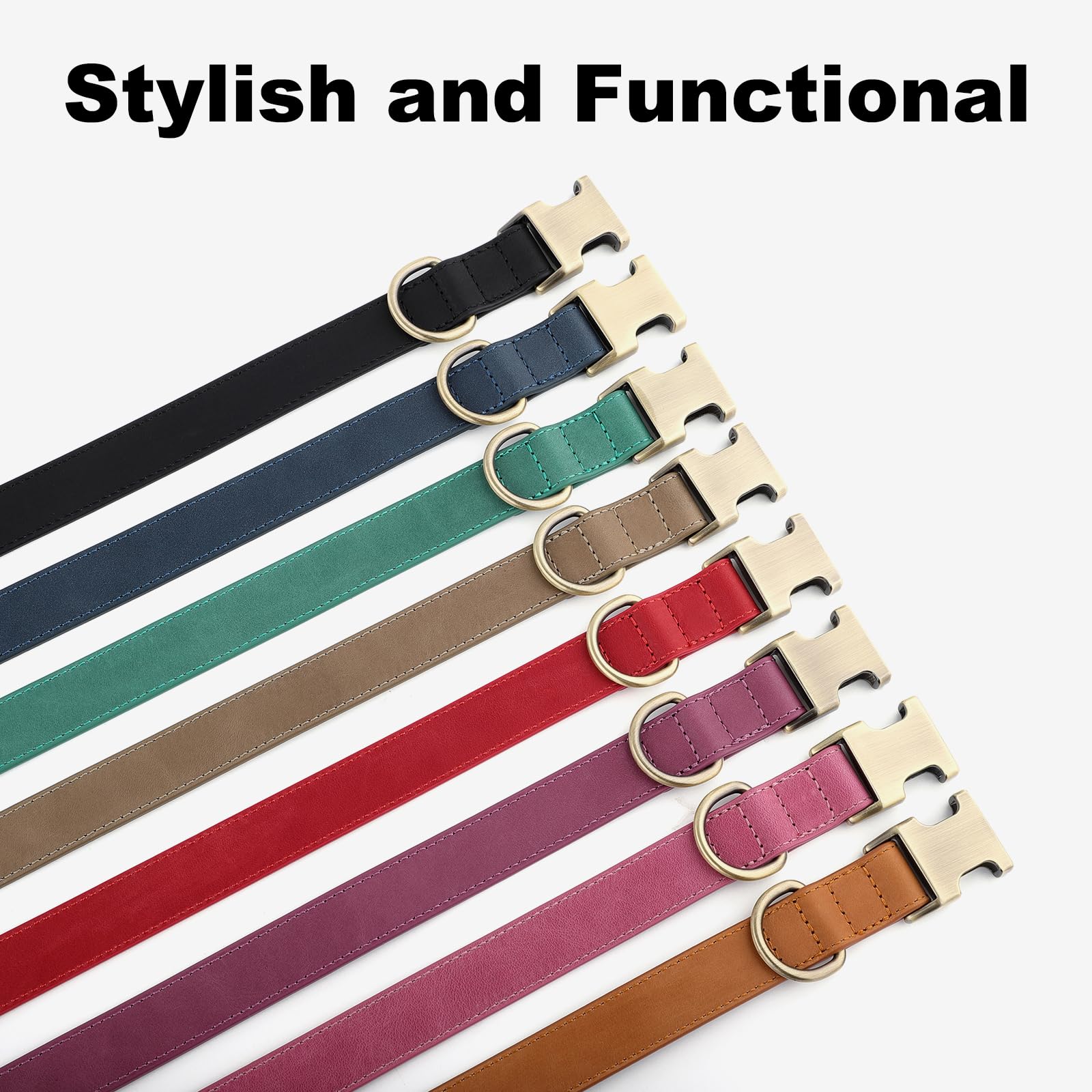 Plutus Pet Genuine Leather Dog Collar, Adjustable and Skin-Friendly