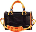 Buddy's Best Airline Approved Pet Carrier – Black & Orange Heavy Duty, Fits Under Seat, TSA Compliant, Ventilated Mesh Design w/Waterproof Base & Reflective Safety Strips