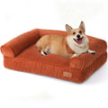 FUKUMARU Cute Dog Bed, Waterproof Corduroy Dogs Couch, 36in Orthopedic Pet Sofa for Medium to Large Dogs Dog, Warm Cotton Pet Bed with Washable Cover, Orange