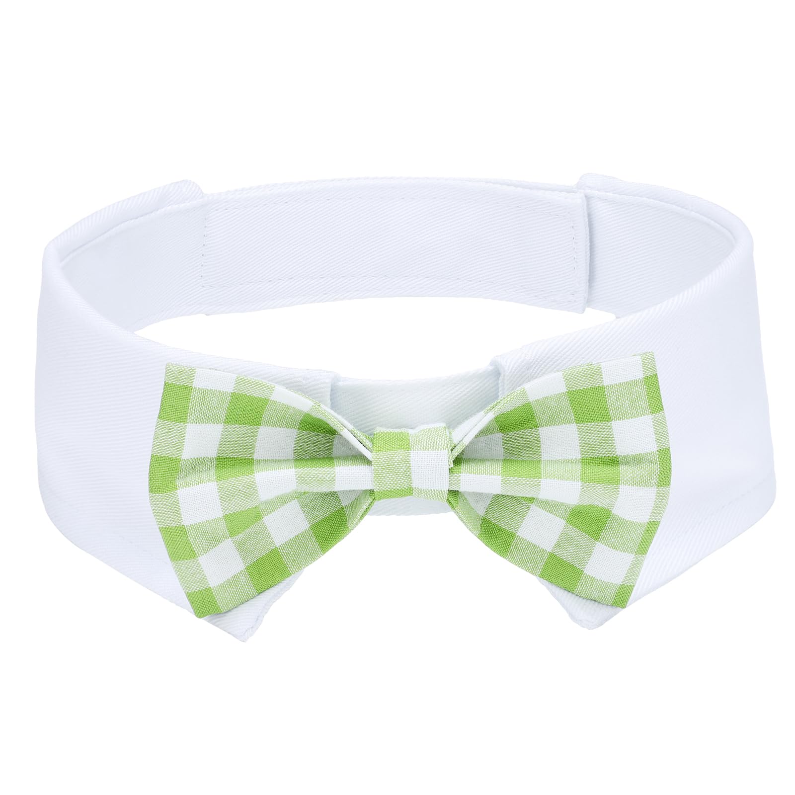 Segarty Dog Bow Tie for Neck Girths 16.5-21.2in, Adjustable Green Plaid Bowtie Collar for Extra Large Dog, Pet Necktie Comfortable Cotton Grooming Accessories for Formal Wedding Holiday Birthday Party