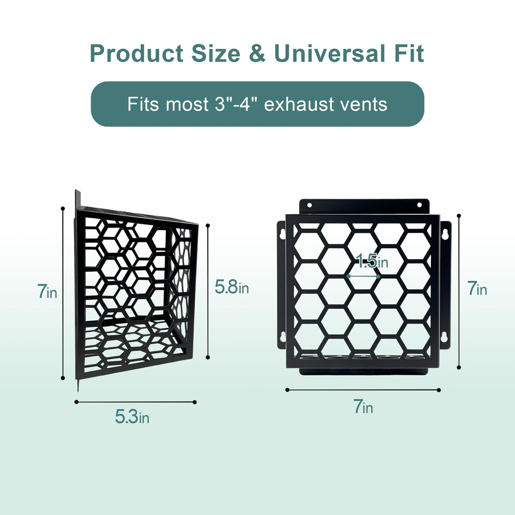 OVNTHYK Dryer Vent Bird Guard - Universal Fits for 3" to 4" Dryer Vents & Exhaust Fan Ventilation Cover (Kitchen/Bathroom), Steel Ventilation Bird Cage, Black