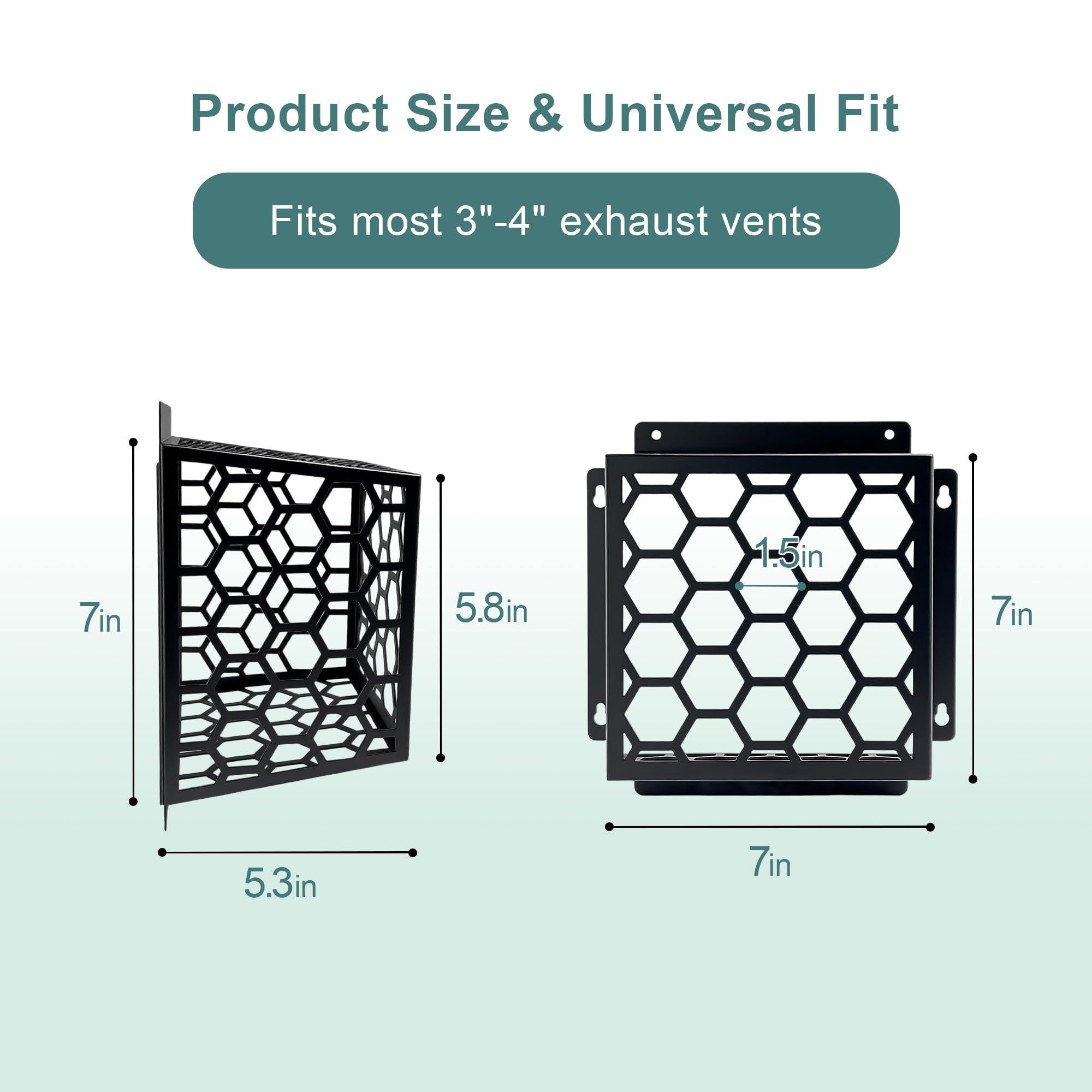 OVNTHYK Dryer Vent Bird Guard - Universal Fits for 3" to 4" Dryer Vents & Exhaust Fan Ventilation Cover (Kitchen/Bathroom), Steel Ventilation Bird Cage, Black