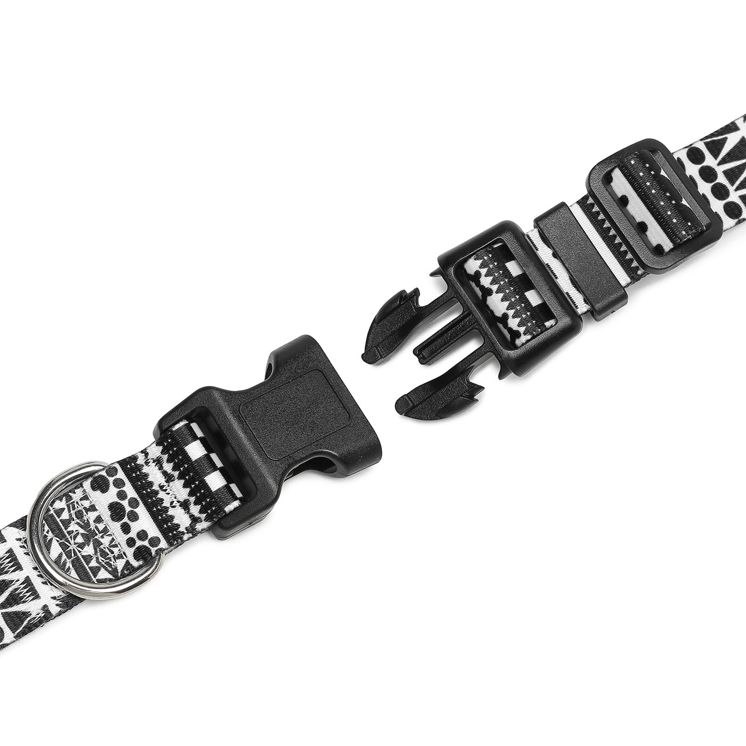 Mercano Adjustable Dog Collar - Special Design Patterns, Soft Nylon Comfortable Durable Pet Collar for Small Medium Large Dogs (L, Black White A)