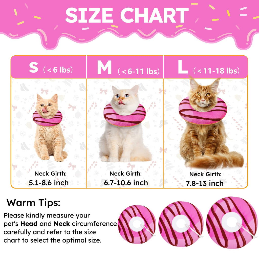 Hpetppy Cat Cone Collar Soft, Cat Recovery Collar for Wound Healing Cute Donut Adjustable Kitten Cones to Stop Licking Comfortable Lightweight Neck Elizabethan Collars for Kittens After Surgery