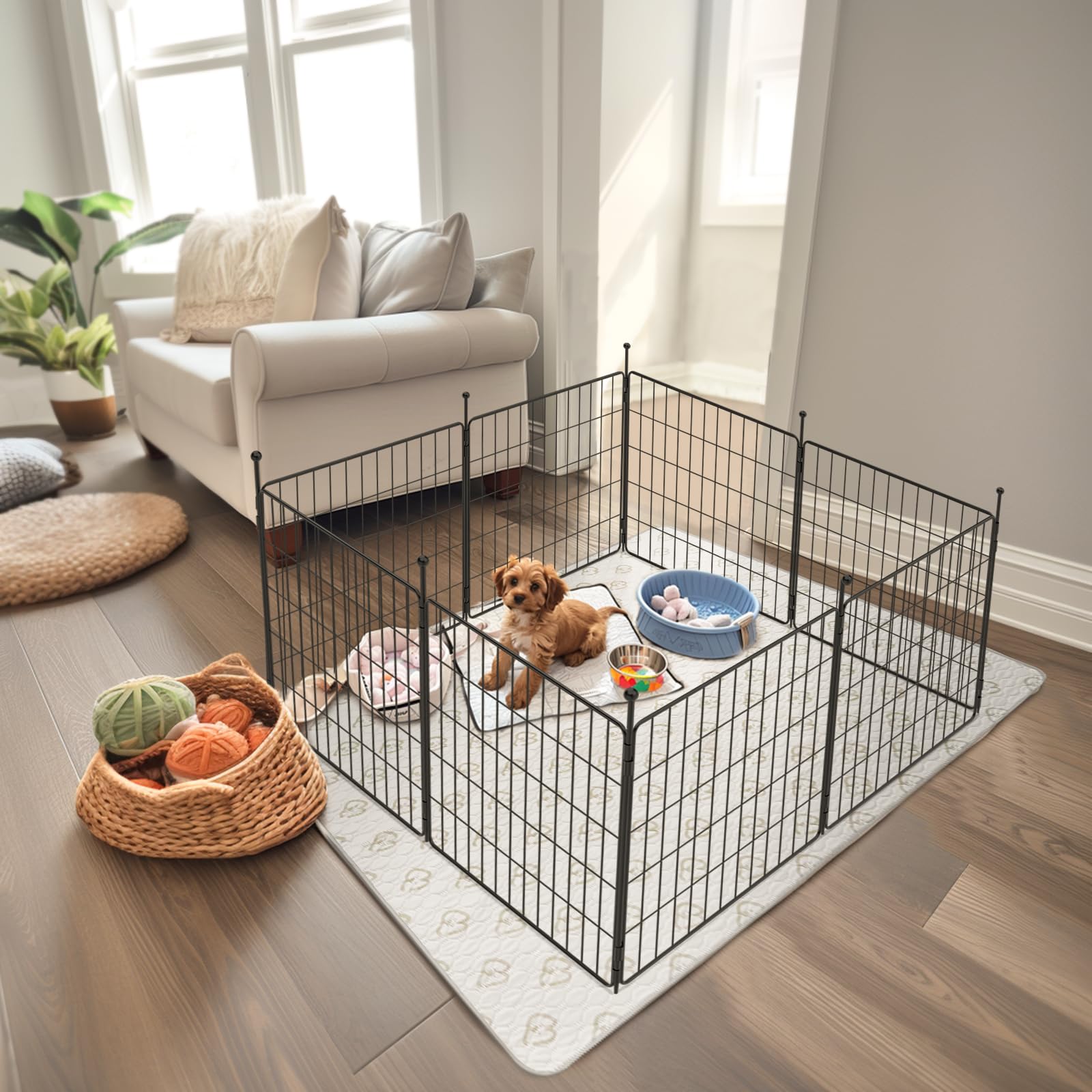FXW MiniPaws Dog Playpen, Indoor, Yard & RV Camping, 24" H, 8 Panels