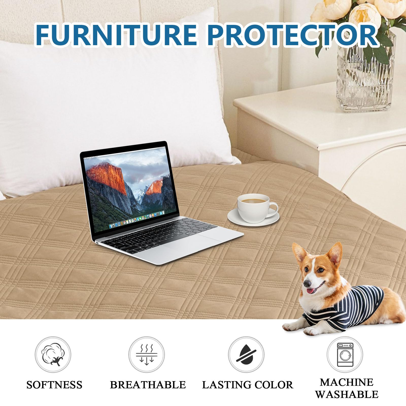 hyha Waterproof Reversible Dog Blanket, Soft Couch Cover for Dogs Washable