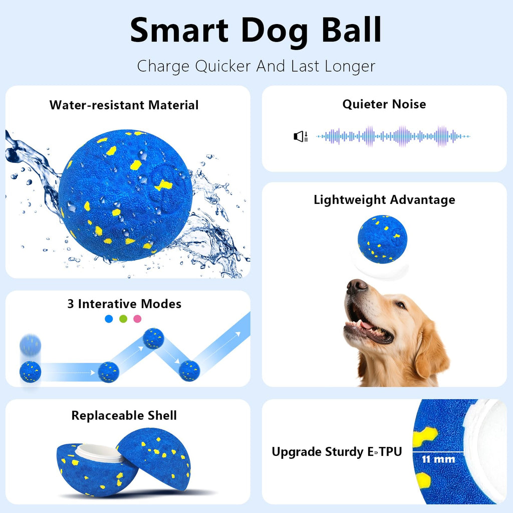 Zuykjeagle Interactive Dog Toy Ball, Interactive Dog Toys for Large Medium Dogs - Smart Automatic Bouncing Ball - 3 Modes Moving Vibrating Rolling Jumping Balls to Keep Them Busy