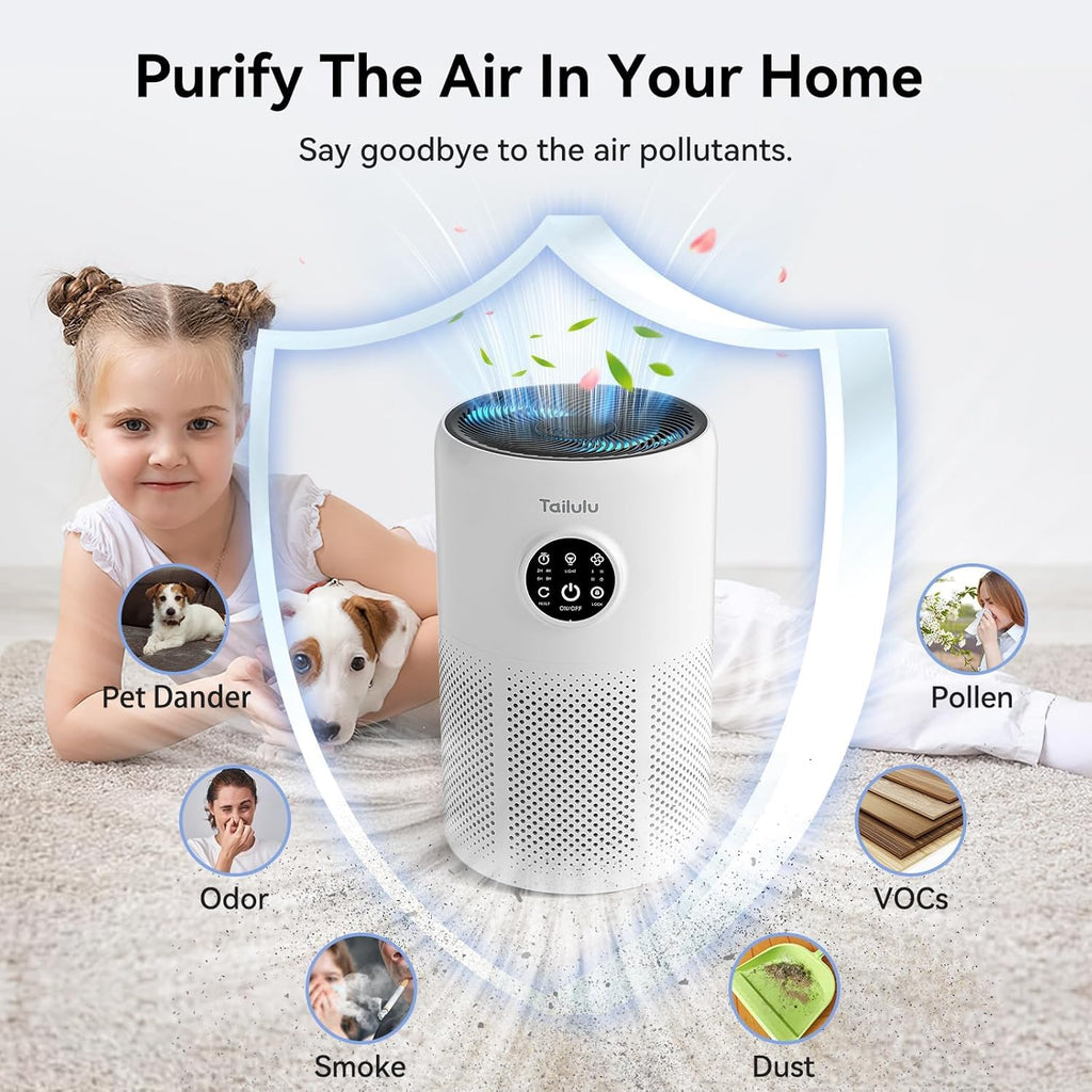 Tailulu Air Purifiers for Home Bedroom with Washable Filter Up to 1360 Ft²