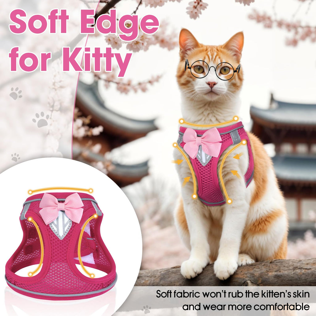 NCMAMA Cat Vest Harness and Leash Set, Escape Proof Kitten Harness Pink XS