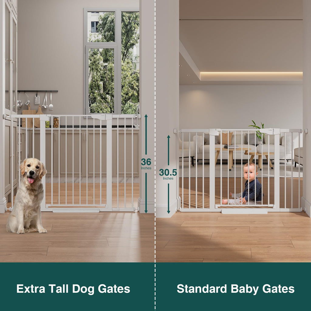 Cumbor 36 in Extra Tall Baby Gate for Stairs, 29.7-51.5 in Dog Gate White