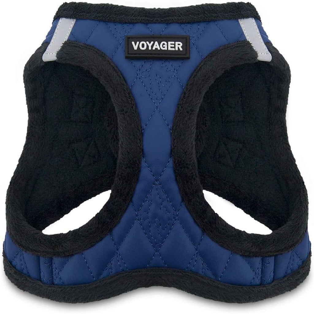 Voyager Step-in Plush Dog Vest Harness -Royal Blue Faux Leather, X-Small
