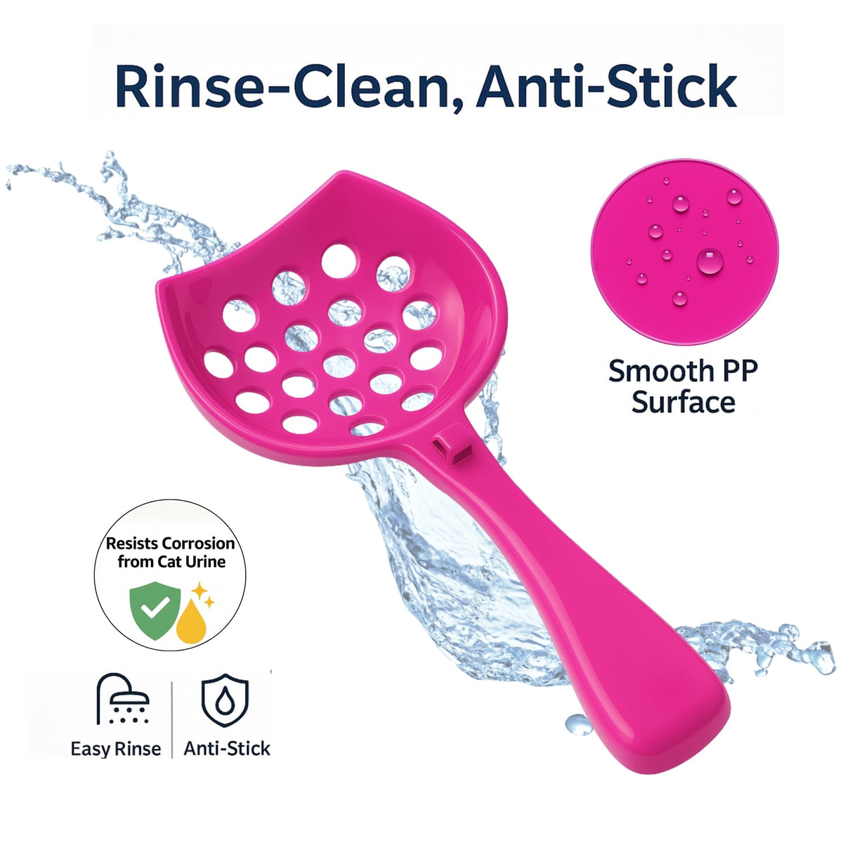 ARMATY Small cat Litter Scooper with Holder: Perfect for Small Spaces. cat Litter Scooper with Holder: Easy to Store Anywhere. cat Scooper for Litter Box - Pellet Litter Scoop (Hot Pink)