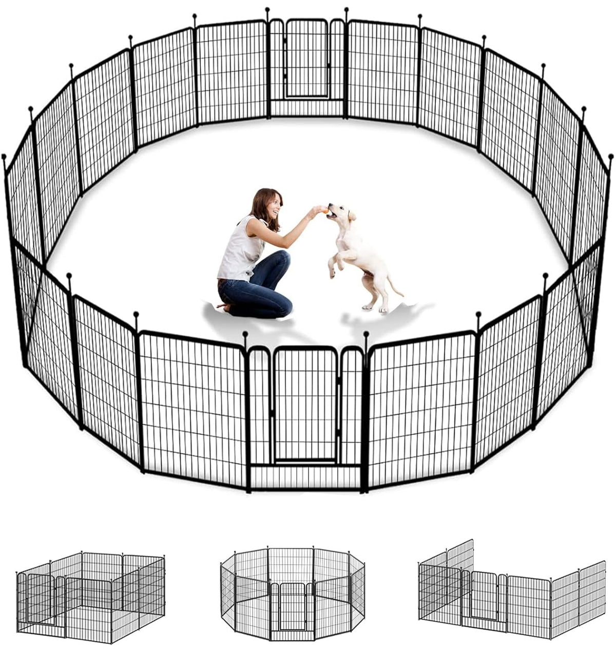 Jhsomdr Dog Playpen 32 inch 30 Panels Indoor Outdoor Dog Pen for Medium/Small Dogs Heavy Duty Metal Dog Fence Outdoor for Yard, Puppy Playpen with Door Portable Pet Fence for RV Camping Yard