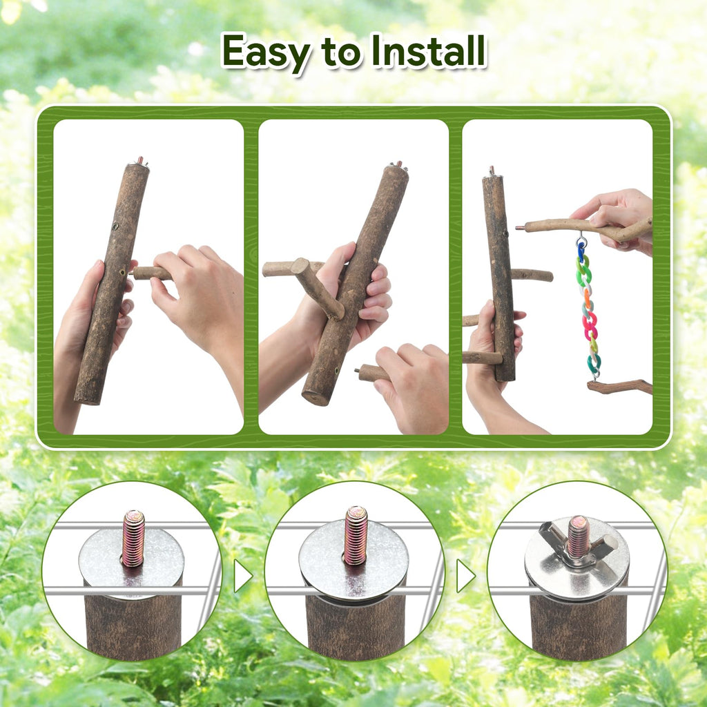 Matutinus Bird Toys, Bird Swing Toys with Perch Stand, Cage Accessories for Budgies, Parakeets, Cockatiels & Other Small Birds