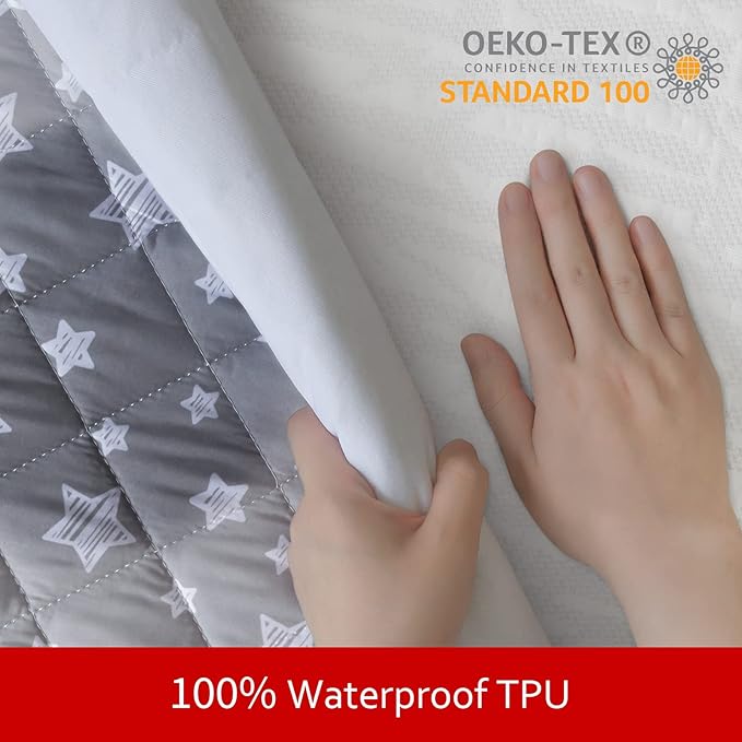 Waterproof Dog Bed Covers Replacement Washable Pet Hair Easy to Remove, Noiseless Quilted Puppy Pet Bed Cover Lovely Grey Star Print 30x20 Inches, for Dog/Cat, Cover Only